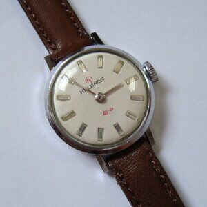 VINTAGE LADY WIND UP HELBROS RHINESTONE DIAL,RUN GREAT
